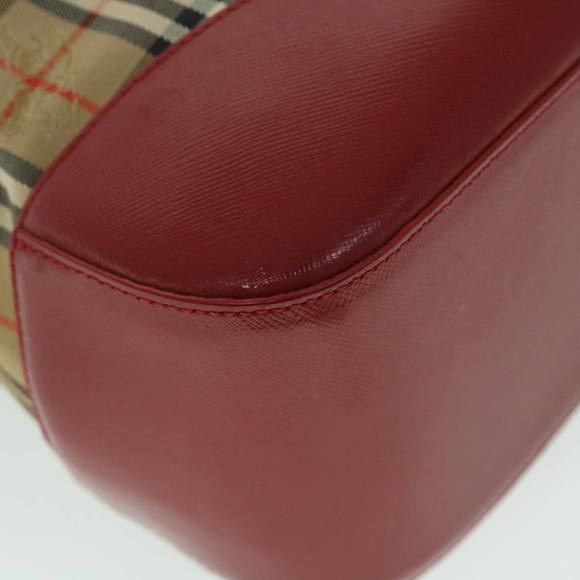 Burberrys Nova Check Hand Bag Canvas Beige Red Auth 53246 - Picture 15 of 16